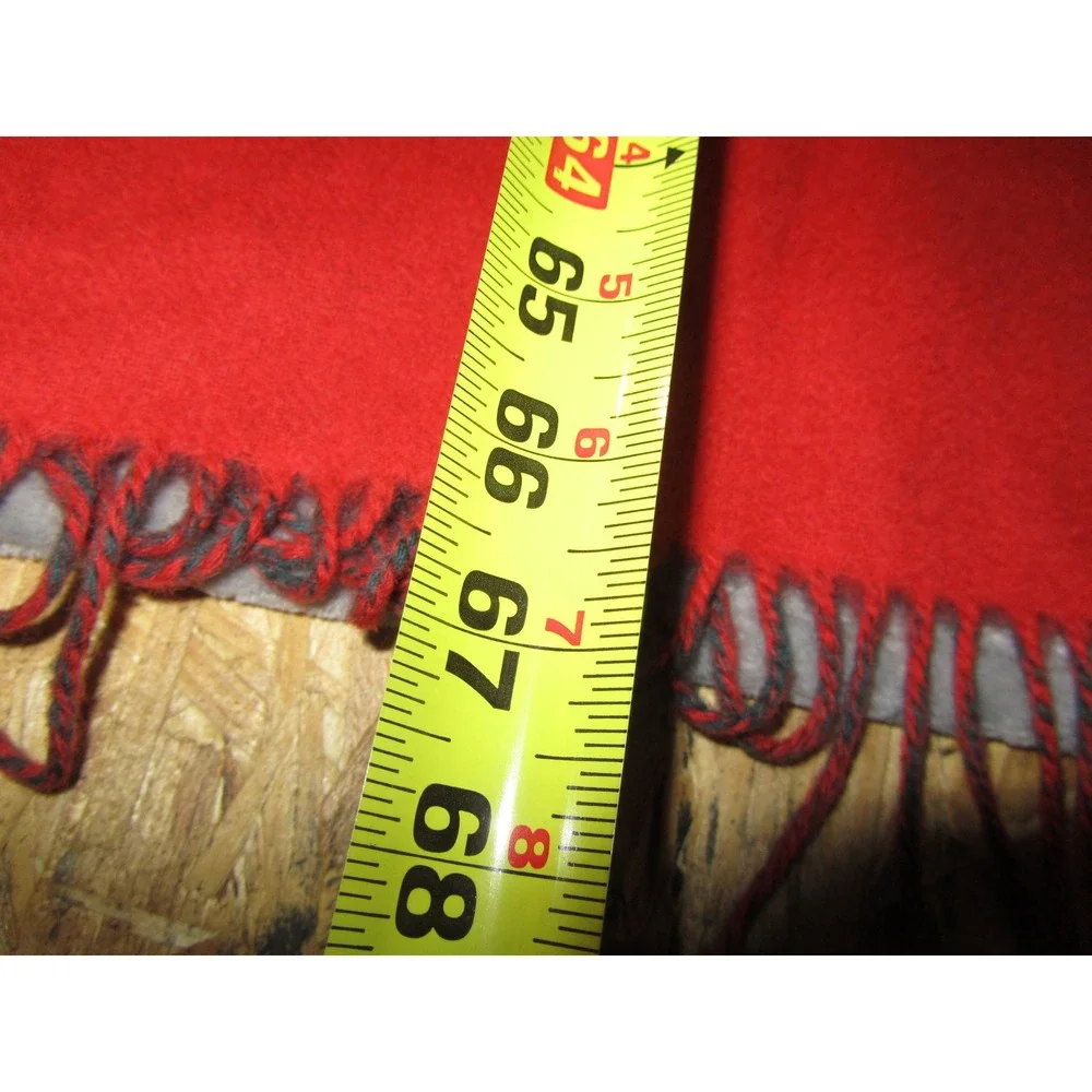 Brooks Brothers Red Charcoal‎ Grey Reversible Wool Fringed Scarf Golden Fleece